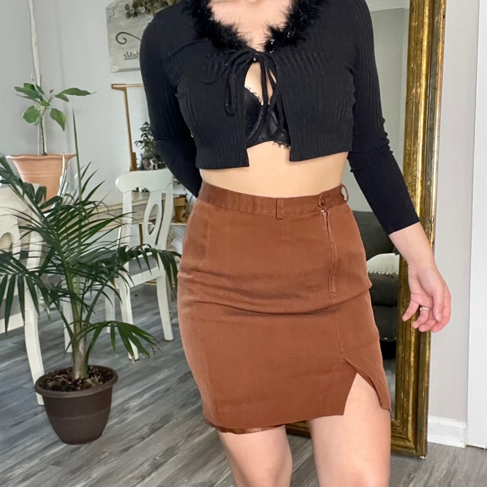 Vintage 1960s-1970s Silk Blue Ice Pencil Skirt
